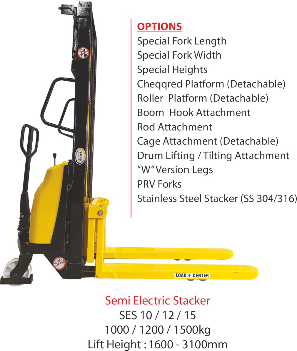Semi Electric Stacker Manufacturers in Hyderabad – MHE SERVE Semi Electric Stacker Manufacturers in Hyderabad – MHE SERVE